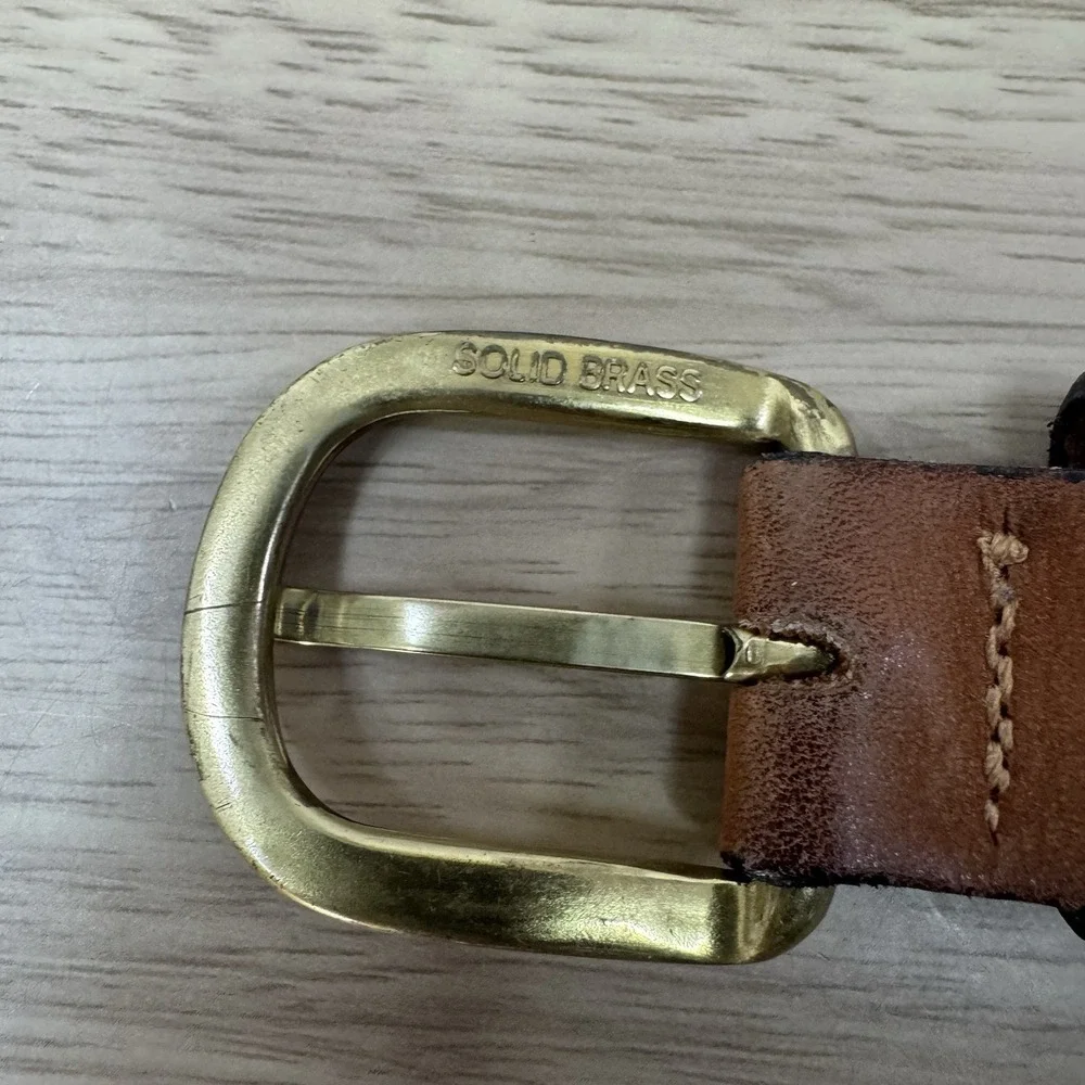World Wide Sportsman Belt Men's Size 32 Mahi Mahi Dolphin Fish Brown Leather USA